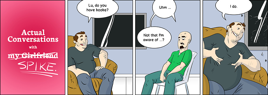 Piece of Me. A webcomic about odd questions and moobs.