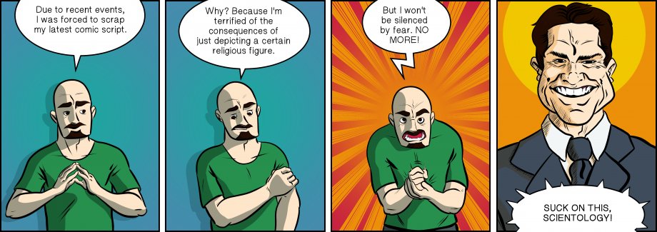 Piece of Me. A webcomic about religious zealots and self-censorship.