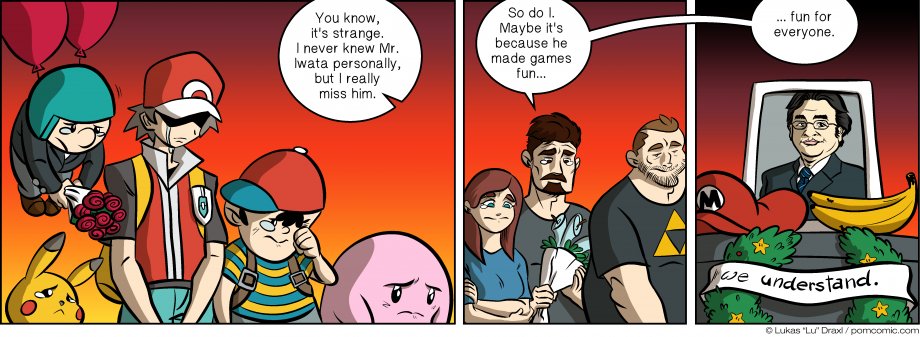 Piece of Me. A webcomic about the sudden passing of a video game legend.