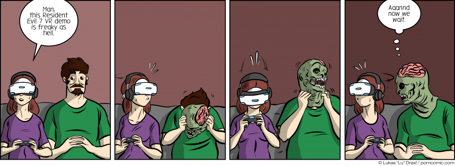 Piece of Me. A webcomic about spooky VR experiences and early Halloween pranks.