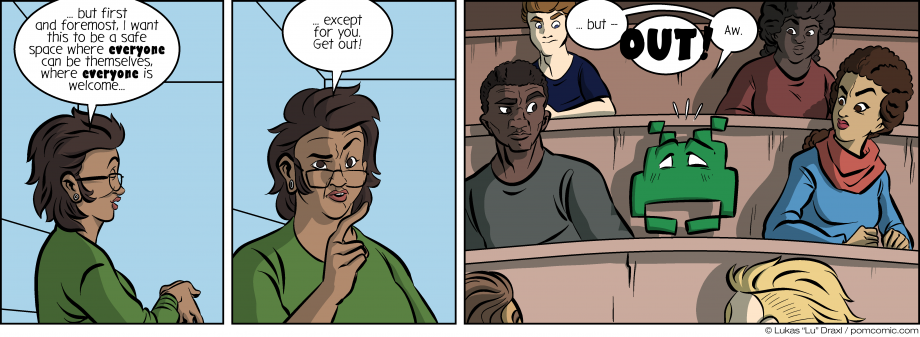 Piece of Me. A webcomic about safe spaces and unwanted guests.