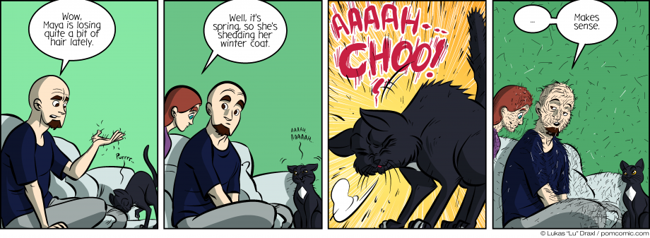 Piece of Me. A webcomic about shedding cats and furry sneezes.
