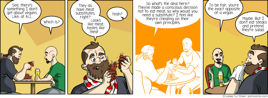 Piece of Me. A webcomic about wrapping your head around meat substitutes.