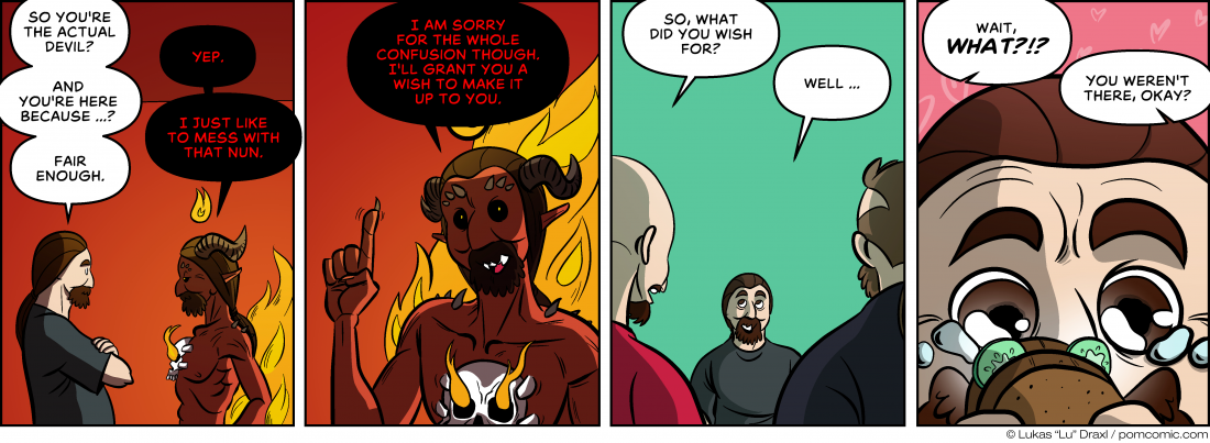 Piece of Me. A webcomic about meeting the devil and underwhelming wishes.