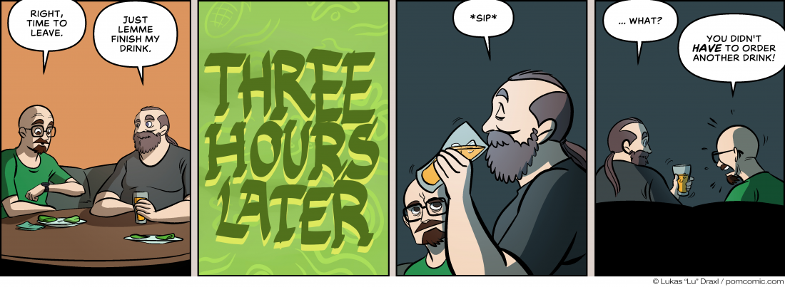 Piece of Me. A webcomic about taking your leave and finishing drinks.
