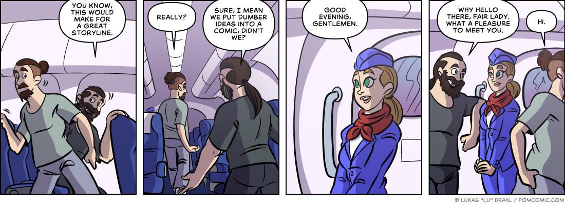 Piece of Me. A webcomic about musings on a plane and cute stewardesses.