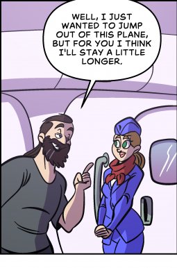 Piece of Me. A webcomic about flirtatious flight guests and preparations.