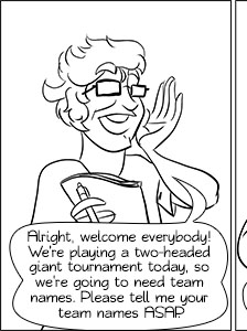 Piece of Me. A webcomic about retarded team names for a Magic the Gathering tournament.